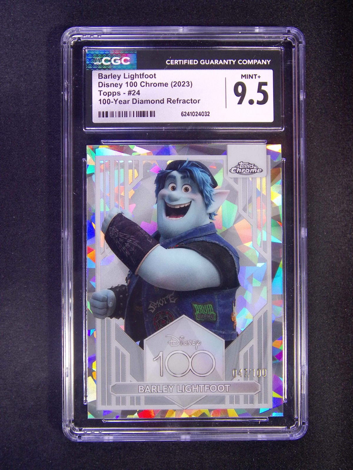 2023 Topps Chrome Disney 100 Barley Lightfoot #24 Diamond Ice /100 CGC 9.5