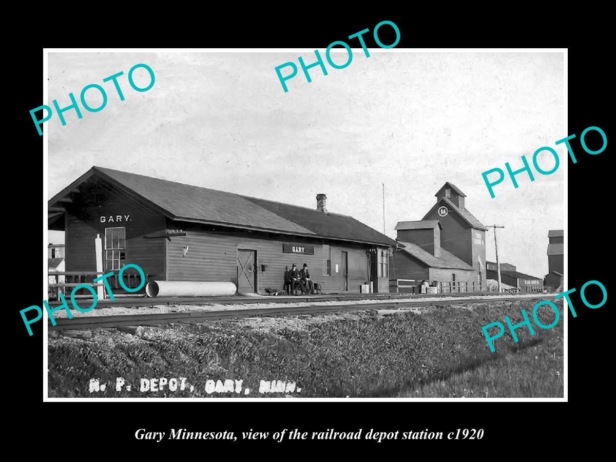 Gary Minnesota Railroad Depot Station c1920 Old Large Historic Photo