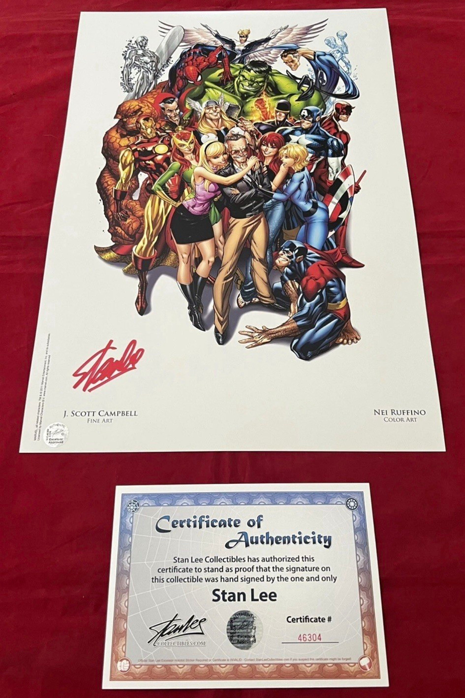 Stan Lee Collectibles Stan Lee Signed Marvel Poster COA J. Scott Campbell