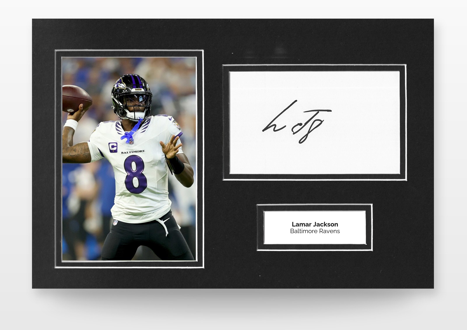 Lamar Jackson Hand-Signed 12x8 Photo Display Baltimore Ravens Memorabilia COA