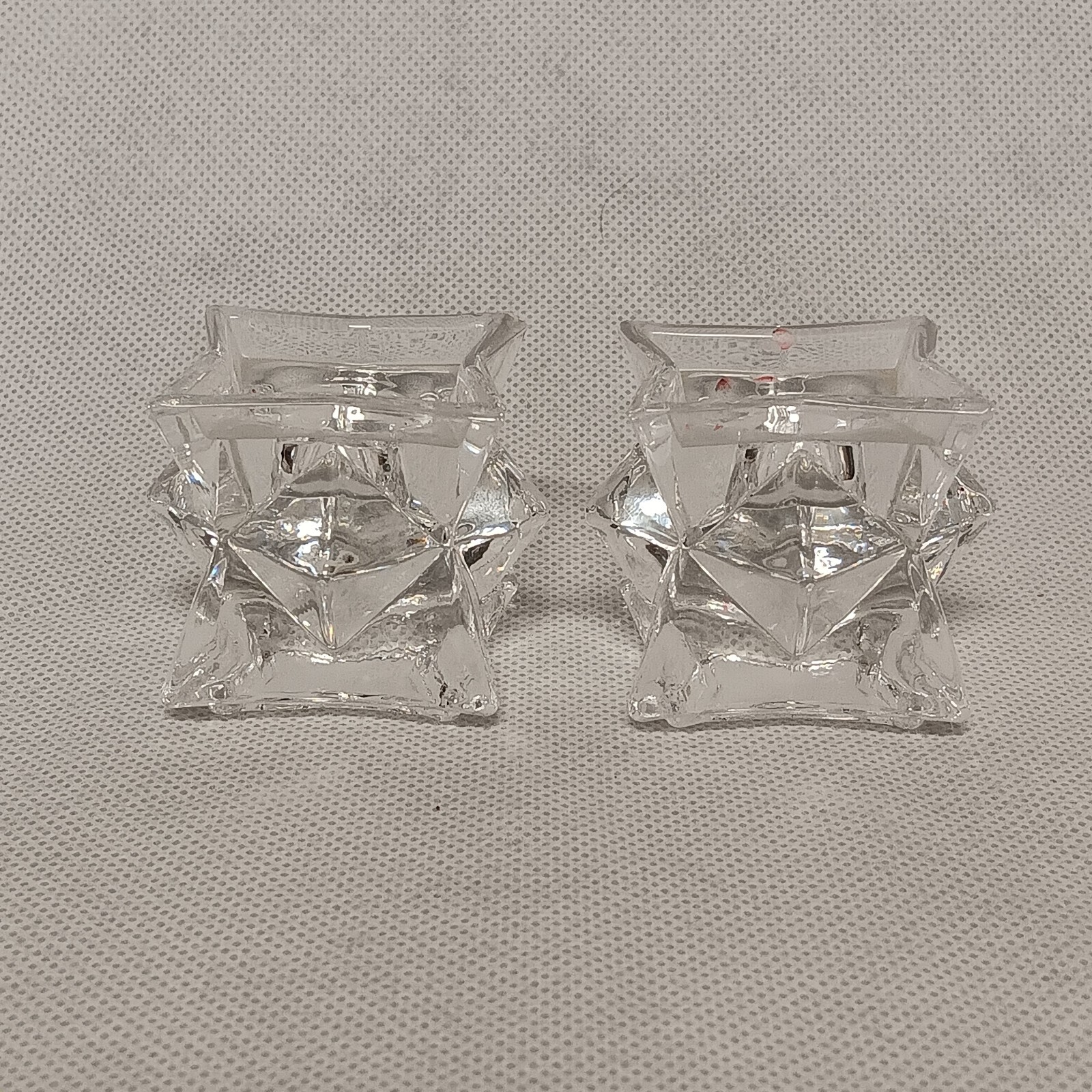 Avon Glistening Star Candle Holders 2 Stackable Crystal AVC15
