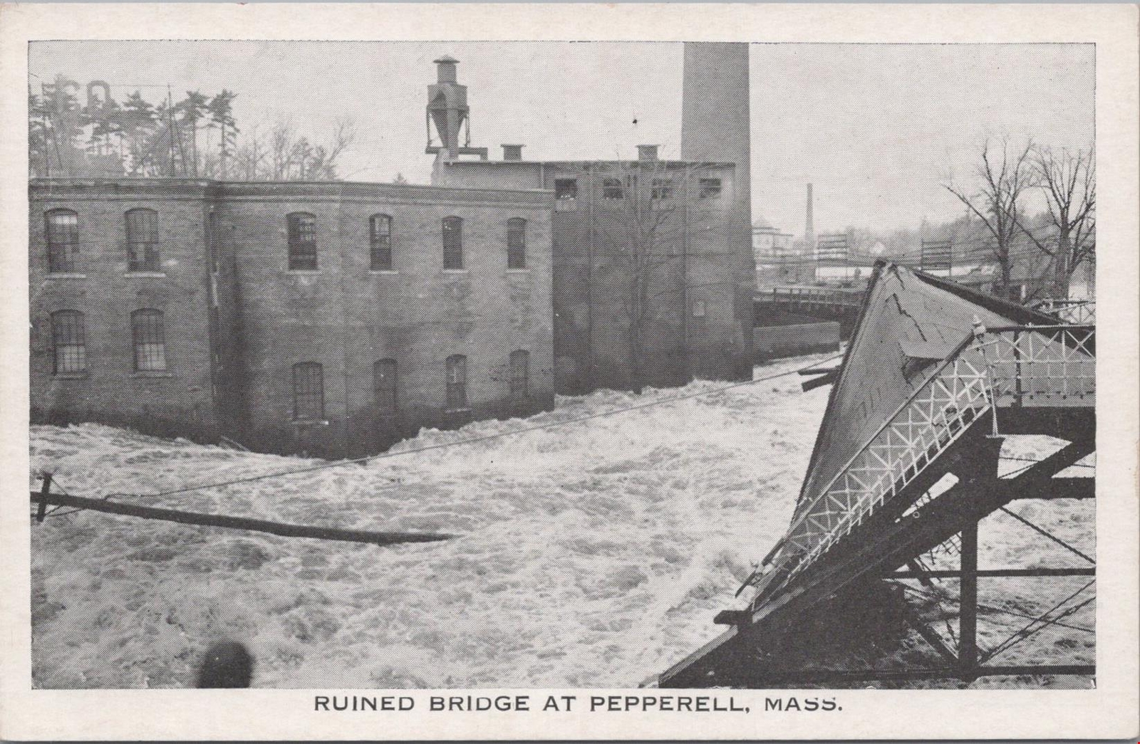 Postcard Ruined Bridge At Pepperell MA 