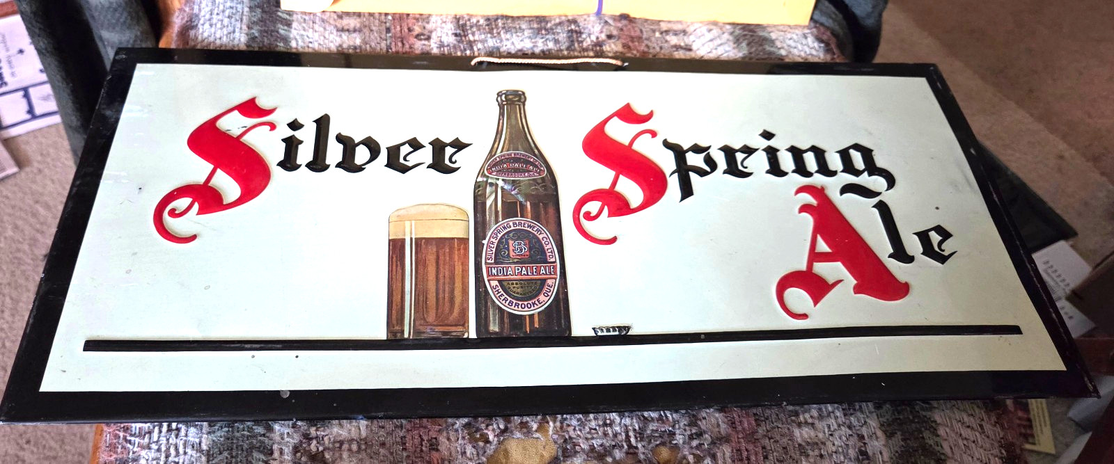 1940/50s VINTAGE ORIGINAL SILVER SPRING ALE BEER SIGN SHERBROOKE QUEBEC CANADA