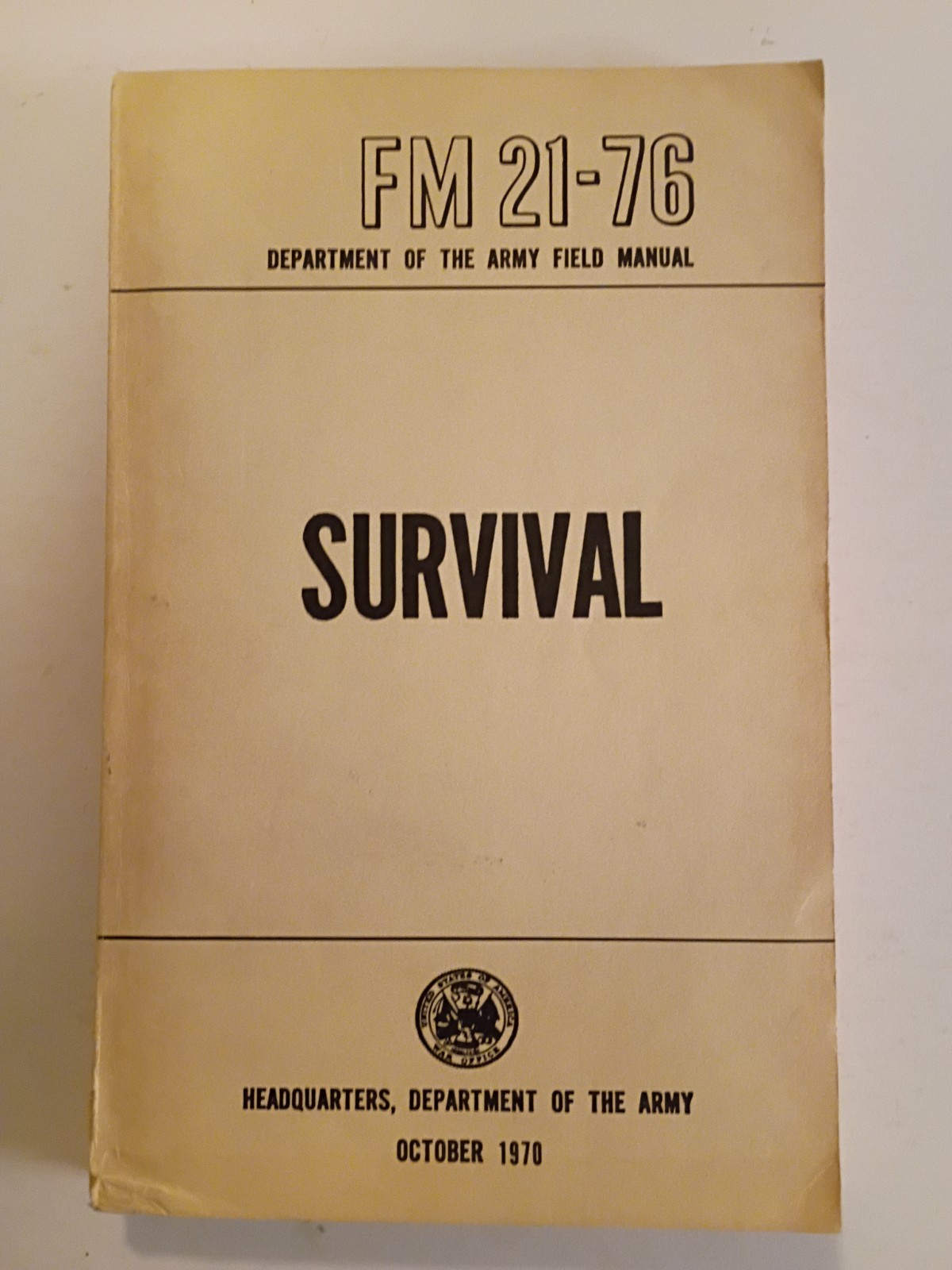 FM 21-76 Survival Manual Dept. of the Army Oct 1970 Original Printing VINTAGE