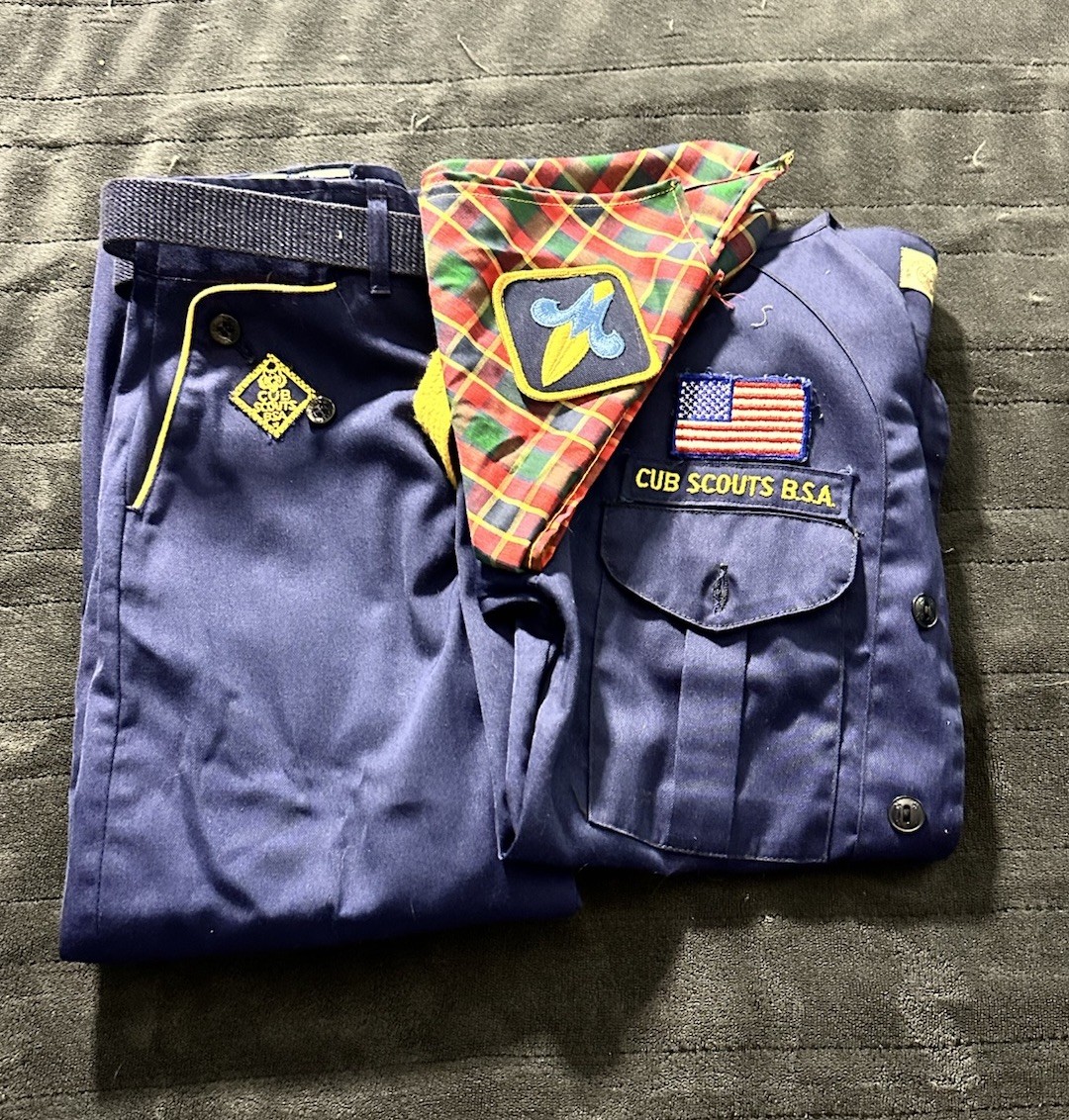 VTG 1960s Cub Scouts BSA Uniform w/ Shirt/Pants/Neckerchief/Patches/Pins/Belt