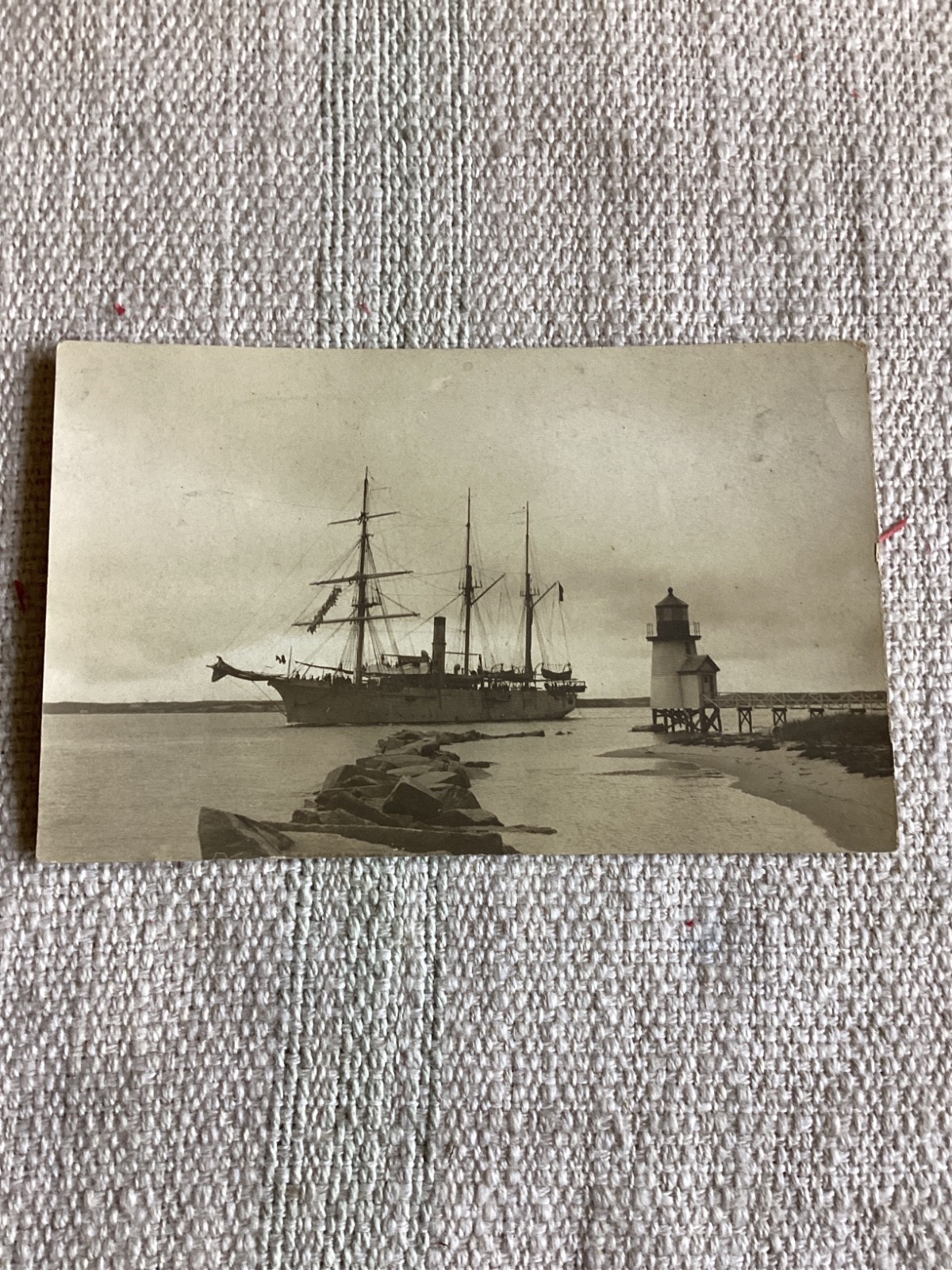 “USS Nantucket” Massachusetts Maritime Academy Ship Brant Point RPPC PC Postcard