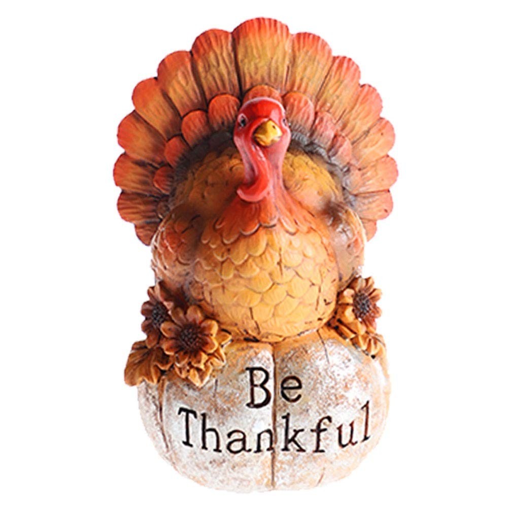 Hand-Painted Turkey Pumpkin Thanksgiving Decor - Fall Autumn Tabletop Accent for