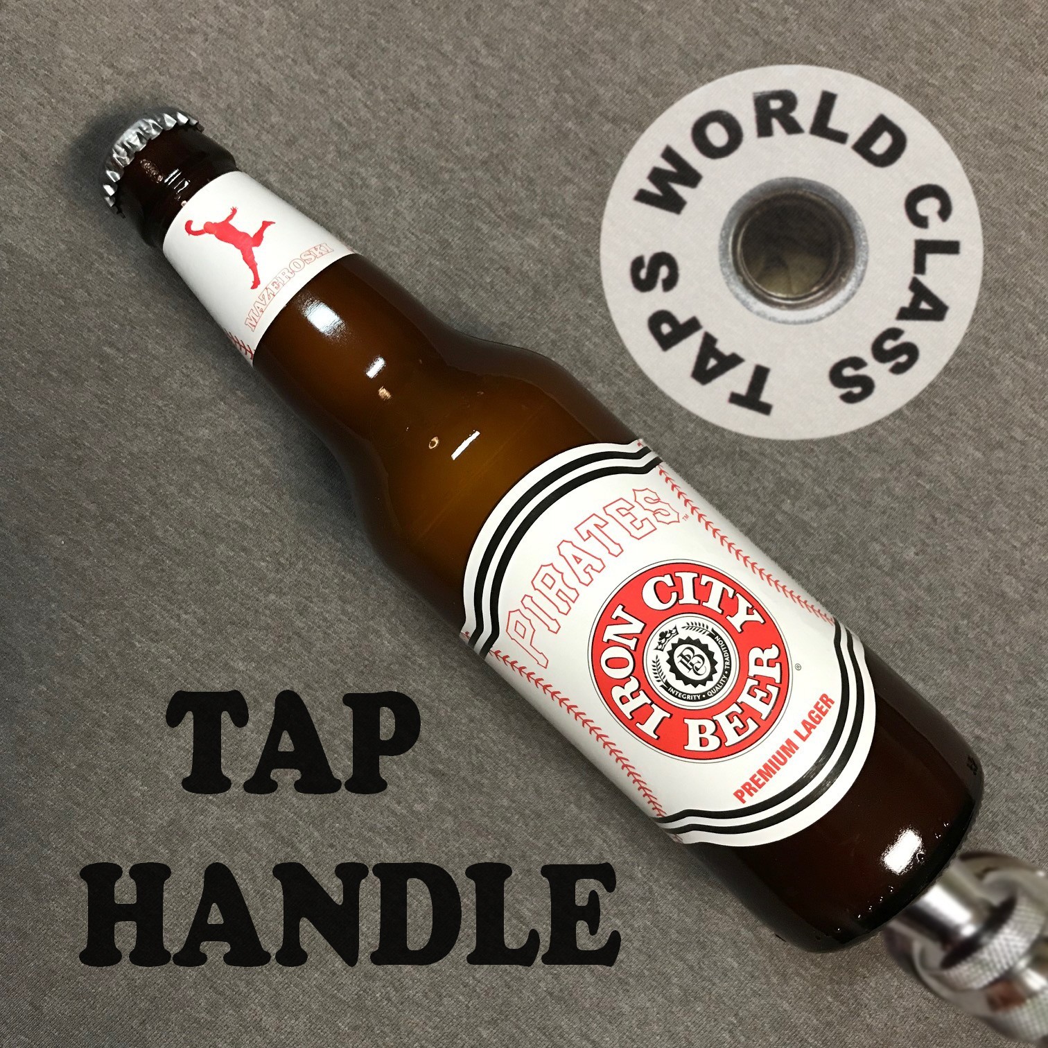 limited BILL MAZEROSKI Iron City Beer PITTSBURGH PIRATES tap handle MARKER pull