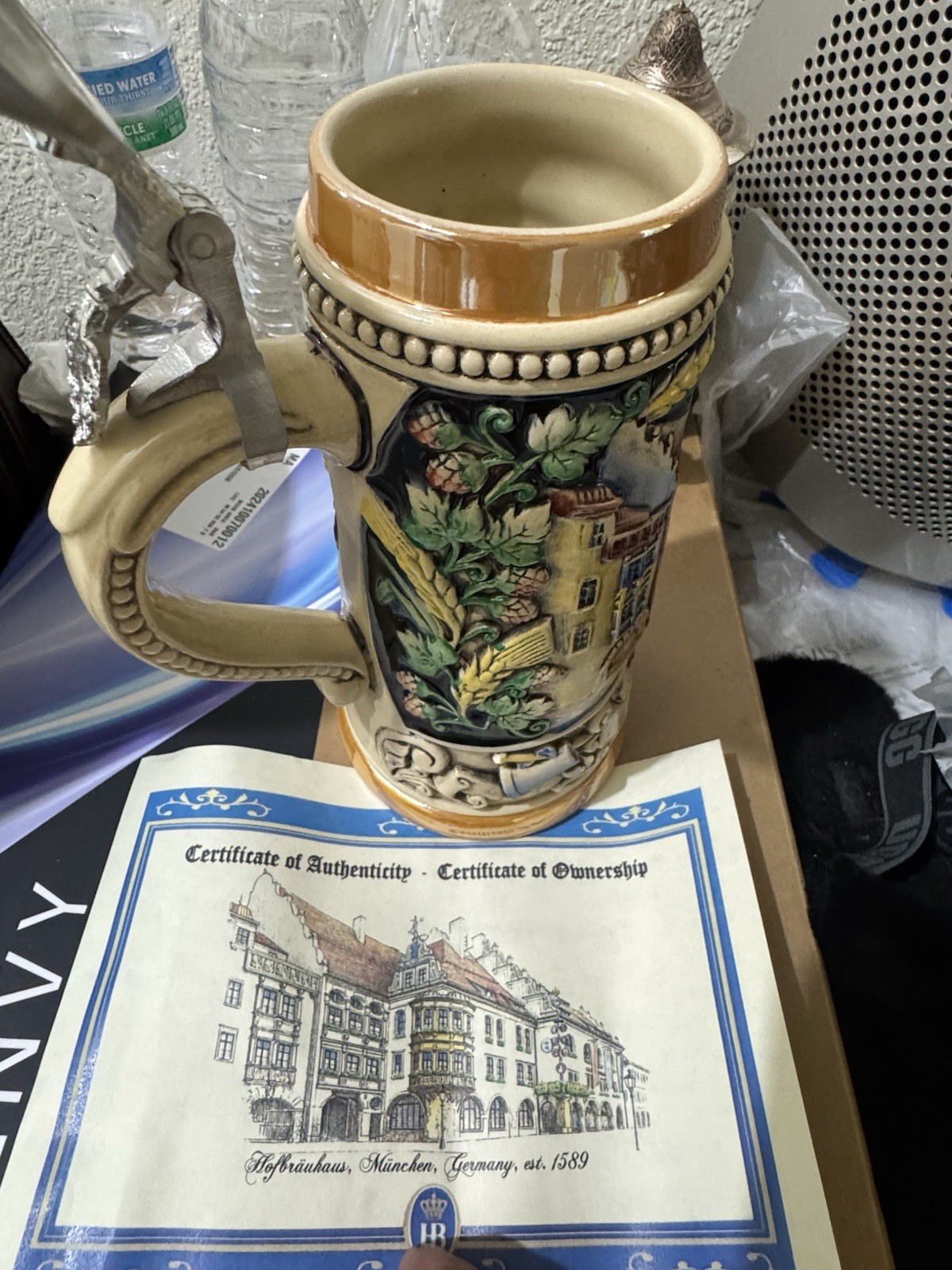KING-WERK Hofbräuhaus München Beer Stein 0.5L #1574/10000 Pewter Lid COA