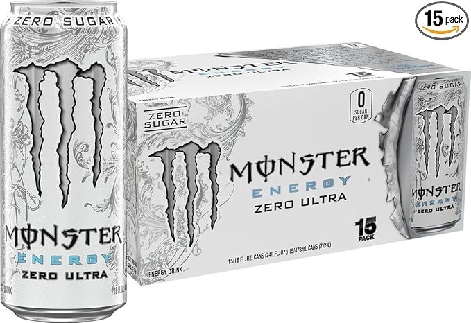 Monster Energy Zero Ultra, Sugar Free Energy Drink, 16 Ounce | Pack of 15