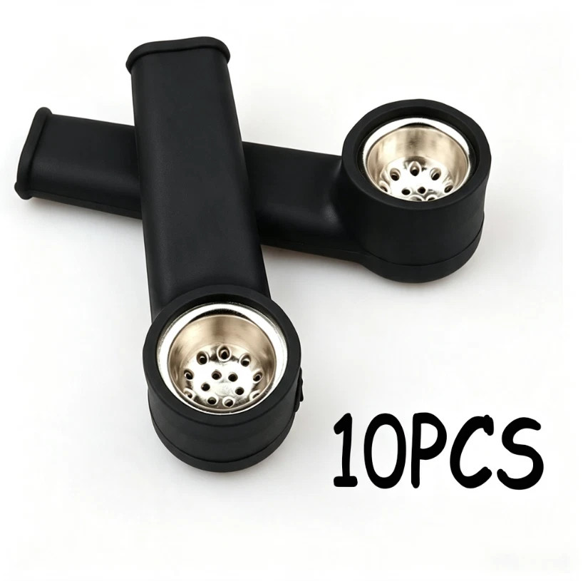10PCS Portable Silicone Pipe Stainless Bowl With Lid Easy Clean Hand Pipe🔥