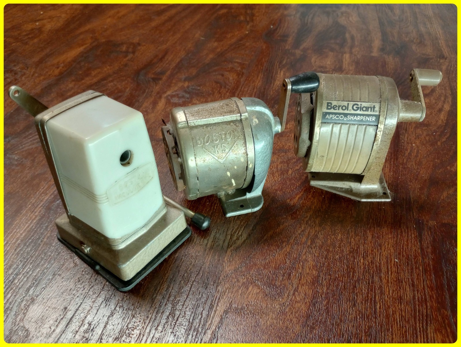Vintage Pencil Sharpeners Lot Of 3 Metal Boston KS & Vacuumette + Berol Giant