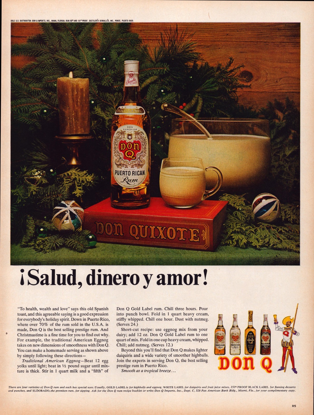 1966 Don Q Puerto Rican Rum Print Ad – Full Page Holiday Eggnog Bar Liquor