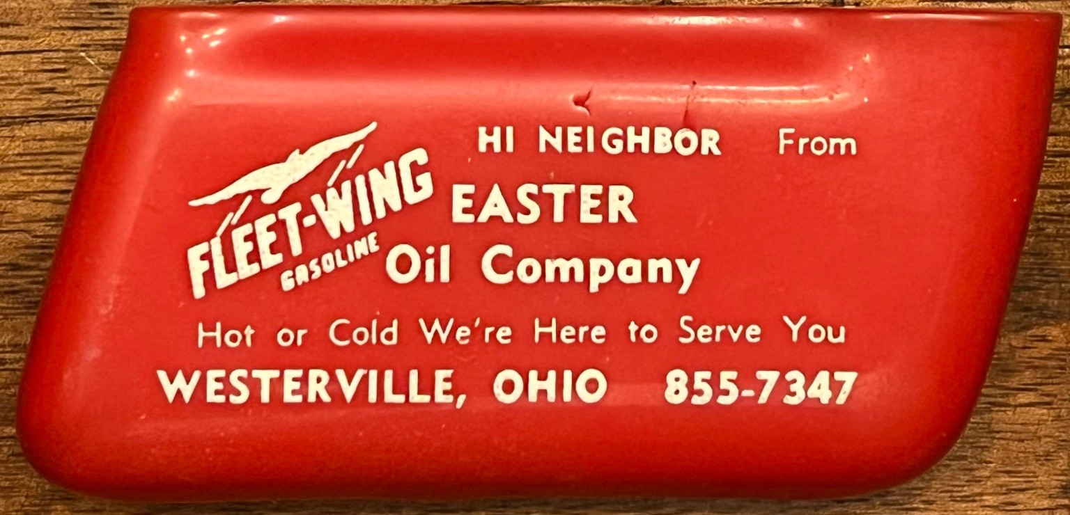 Vintage FLEET-WING GASOLINE Easter Oil Westerville OH Advertising Change Holder