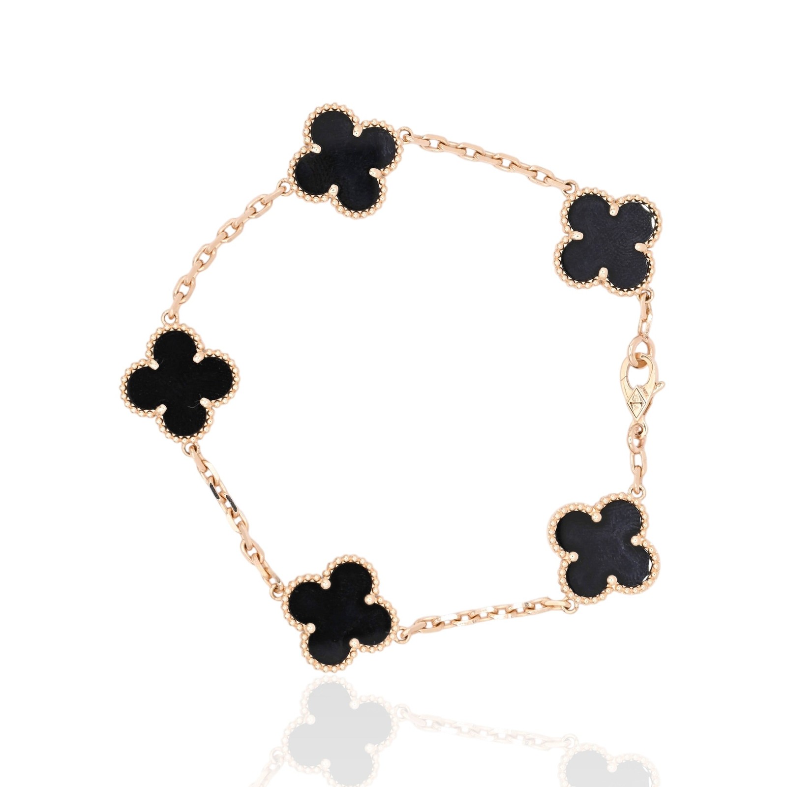 Black Clover Bracelet 18K Yellow Gold 7.5in