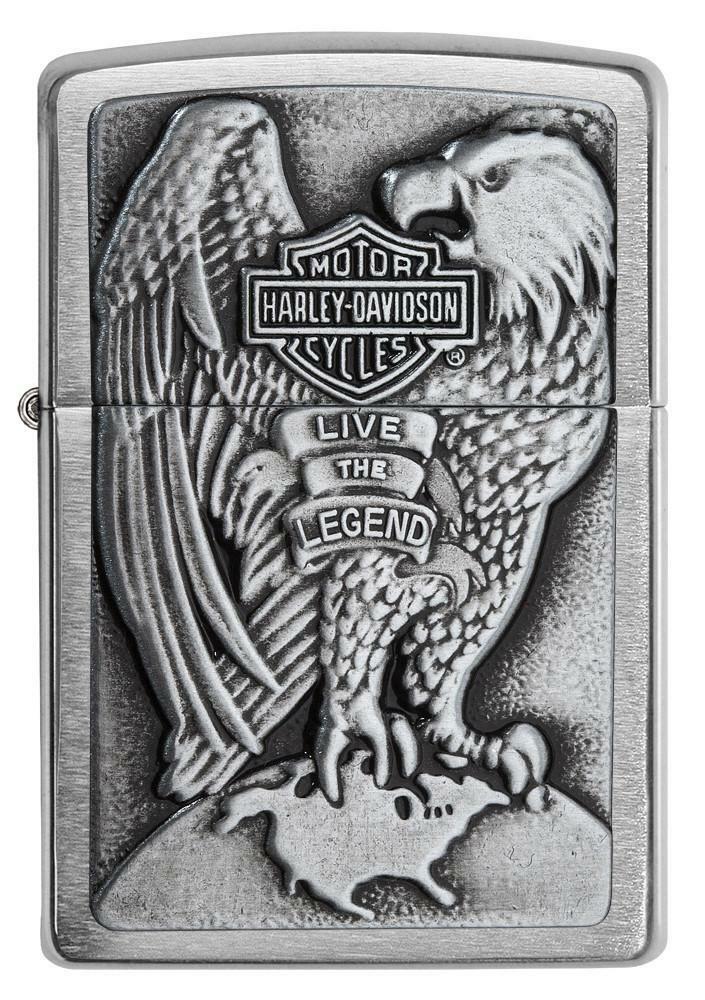 Zippo Harley Davidson Chrome Lighter With Emblem, Item 200HD.H231, New In Box