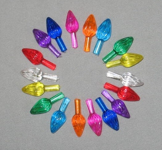 18 Med/Large Twist Lights Bulbs for Ceramic Christmas Tree, 9 Colors