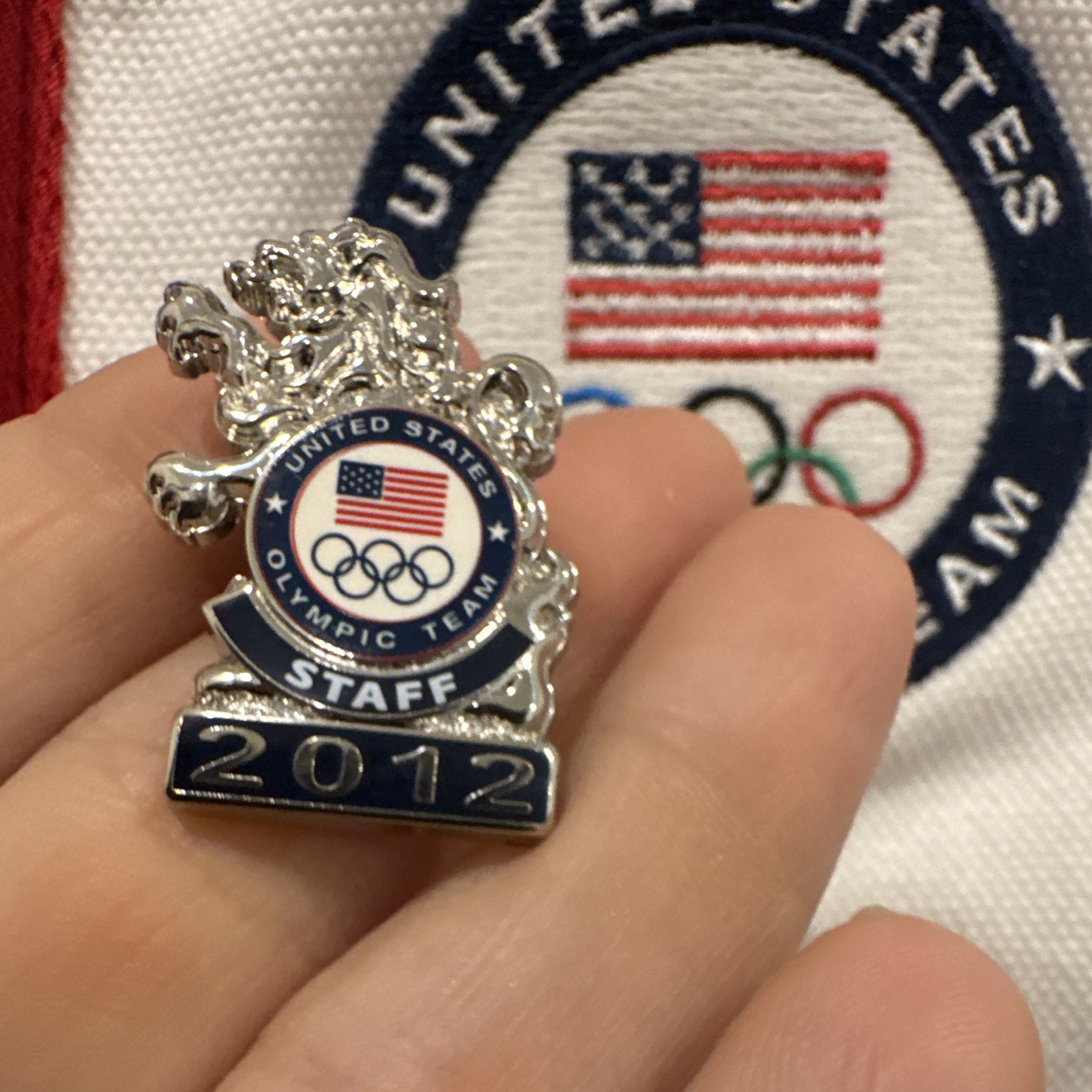 2012 London Olympics Team USA STAFF Lapel Pin US Olympic Team Badge Rare