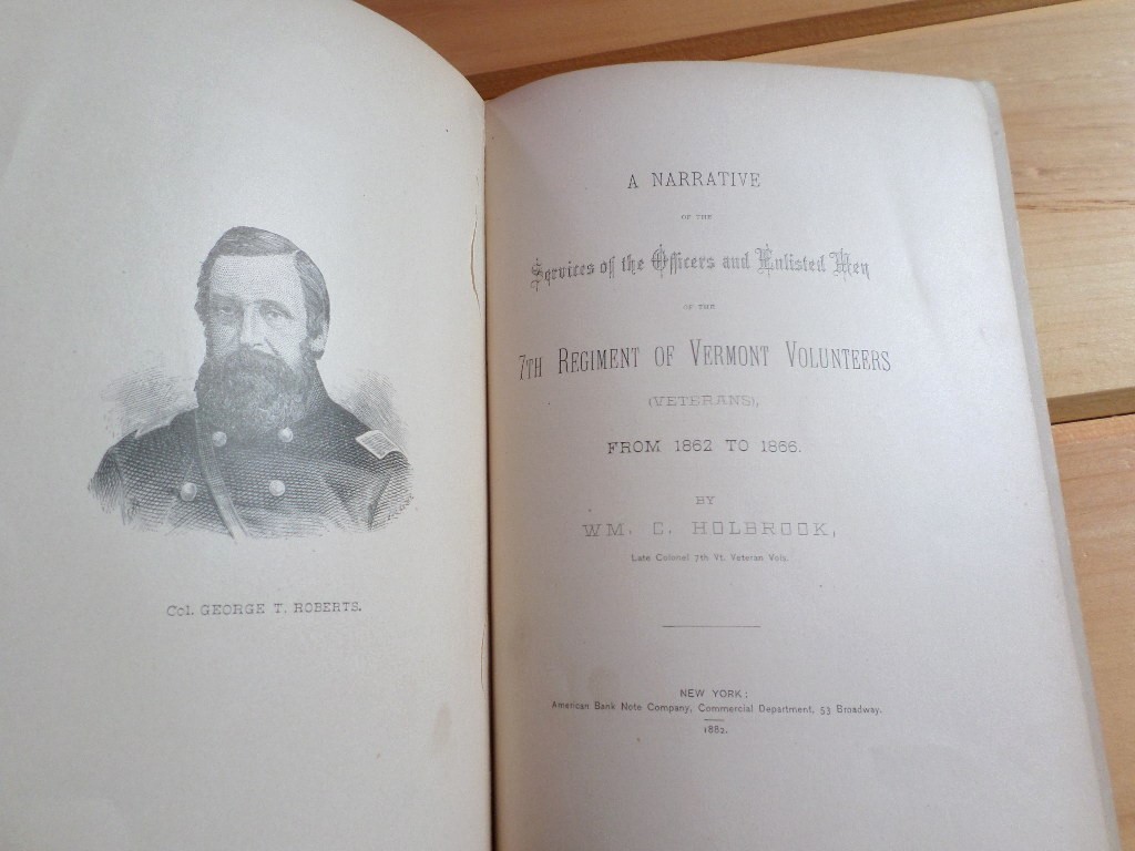 ANTIQUE CIVIL WAR BOOK HISTORY 7th REGIMENT VERMONT VOLUNTEERS DEATH RECORDS 1st