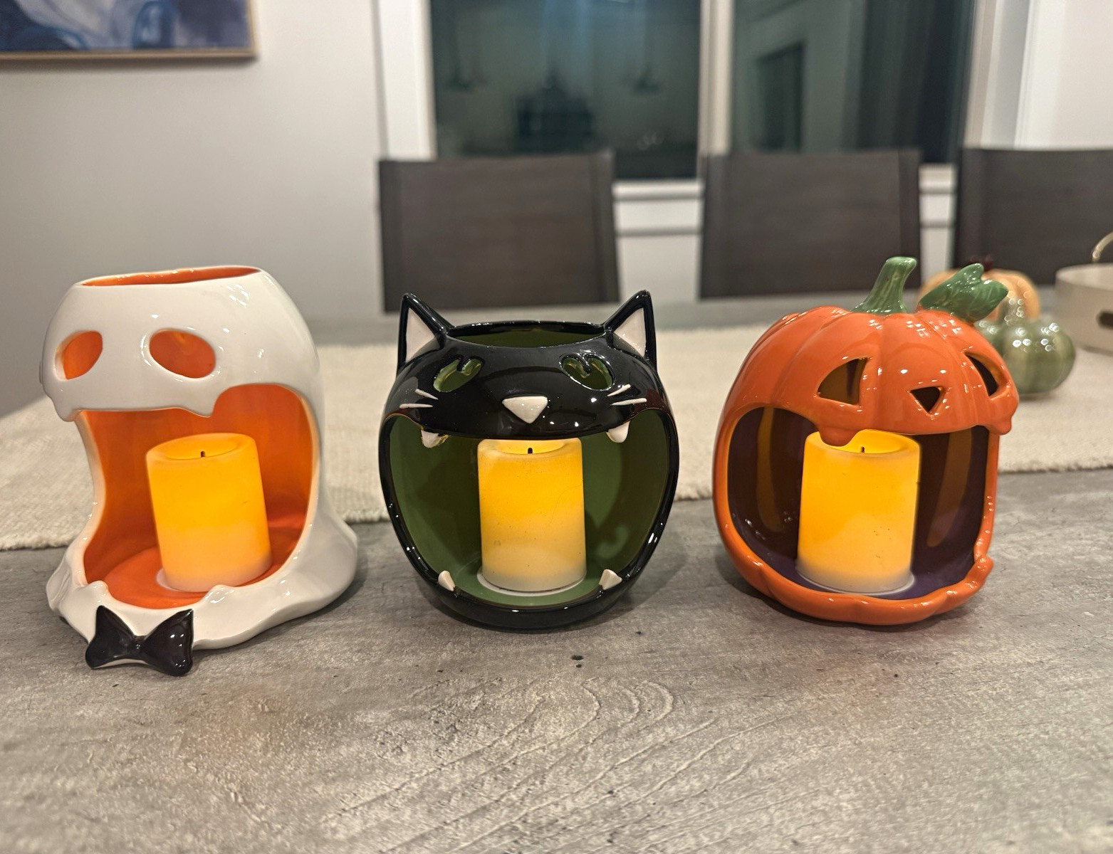 RARE Halloween 3pc Bath and Body Works Tea-Light Candle Holder - 