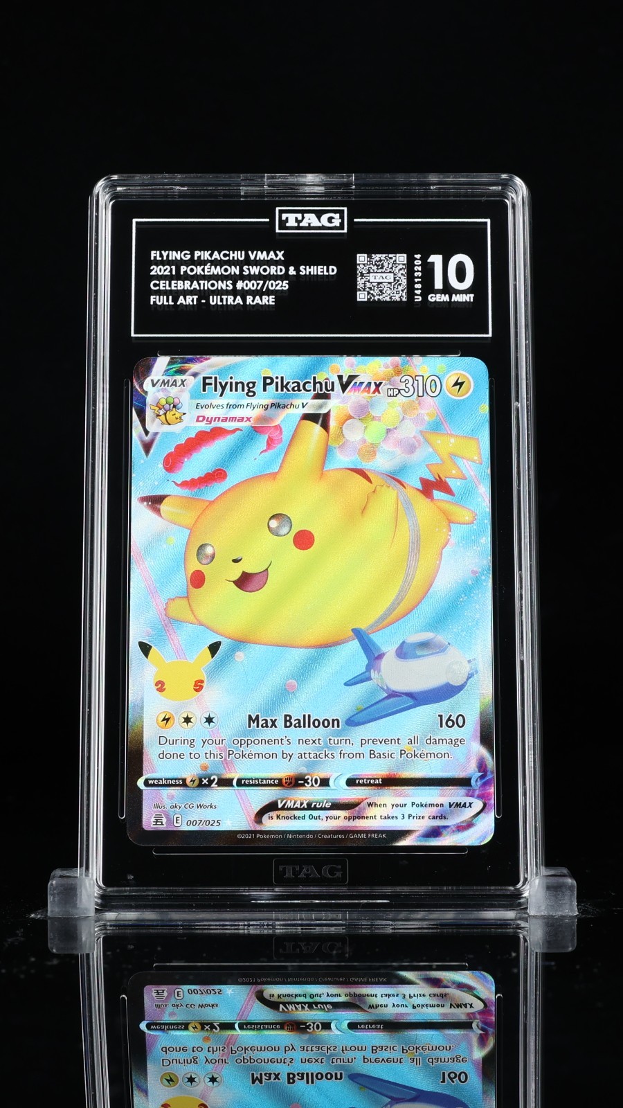 Flying Pikachu Vmax 2021 Pokemon Celebrations Ultra Rare TAG 10 PSA #007/025