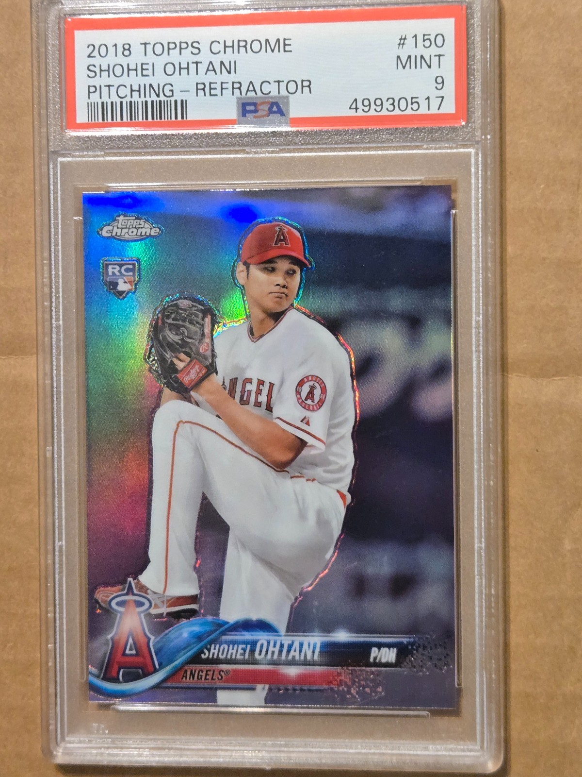 2018 TOPPS CHROME SHOHEI OHTANI #150 REFRACTOR  ROOKIE CARD GRADED PSA 9 MINT