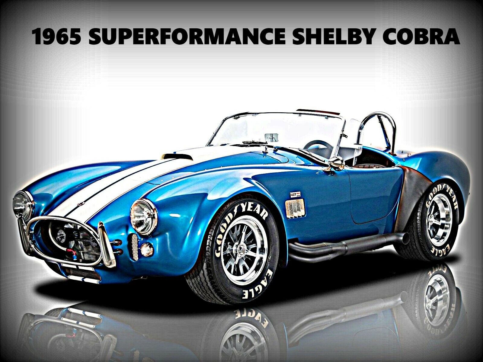 1965 Superformance Shelby Cobra  New Metal Sign: Blue w/ White Racing Stripe