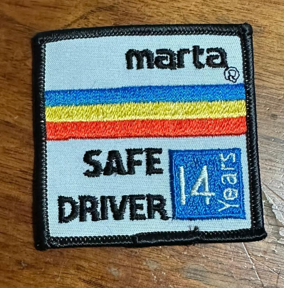 1990's  MARTA Transit Atlanta Georgia Safe Driver 14 Years Arm Bus Subway Patch