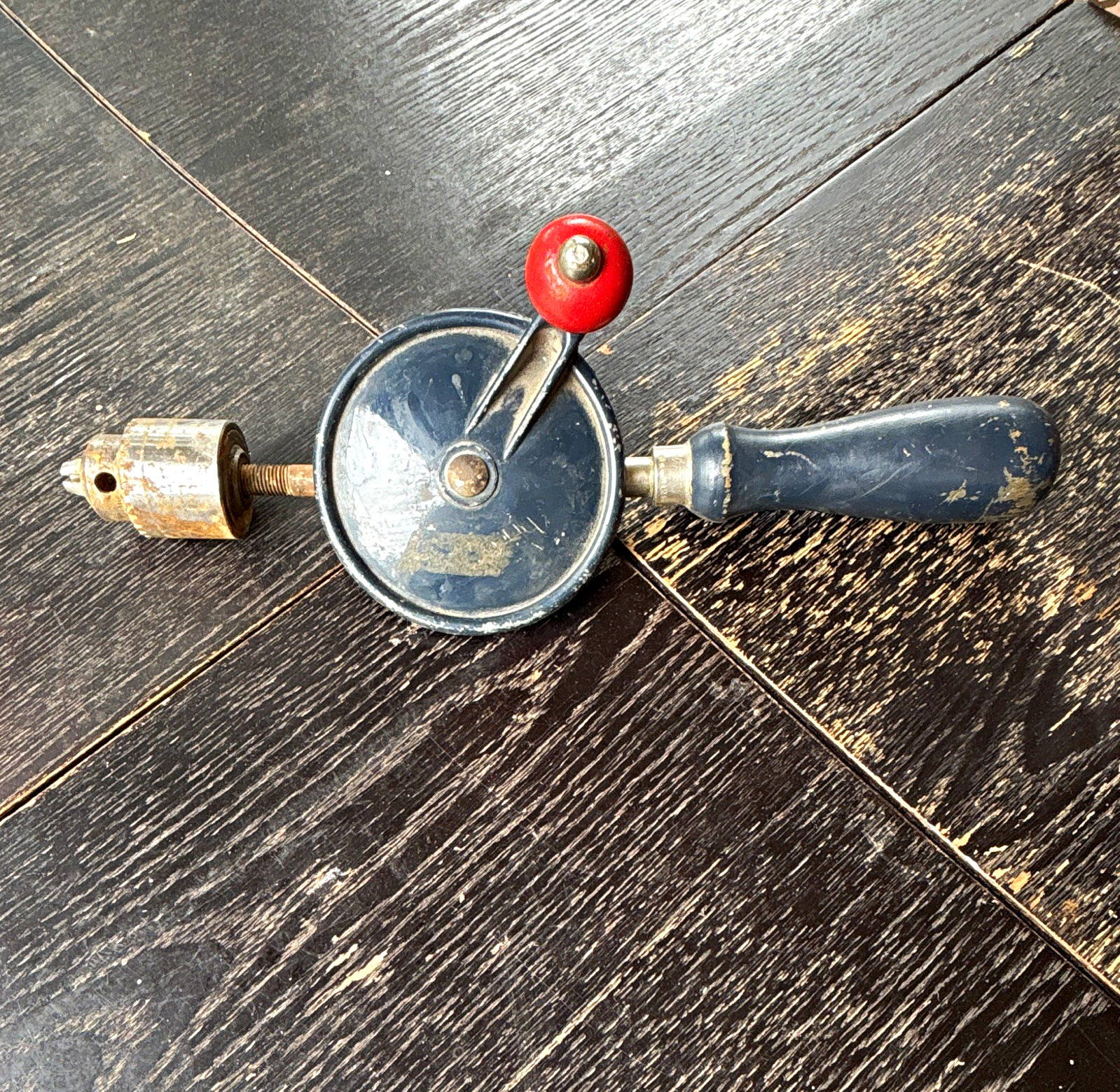 Vintage Original Hand Crank Eggbeater Drill Brace w/ Jacobs Chuck, USA
