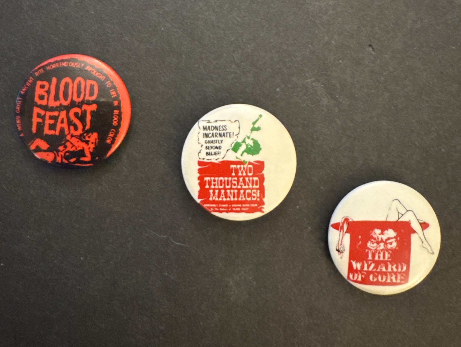 Vintage H.G. Lewis Movies 1 inch Pinback Button Lot Rare/Impossible To Find ‘80s