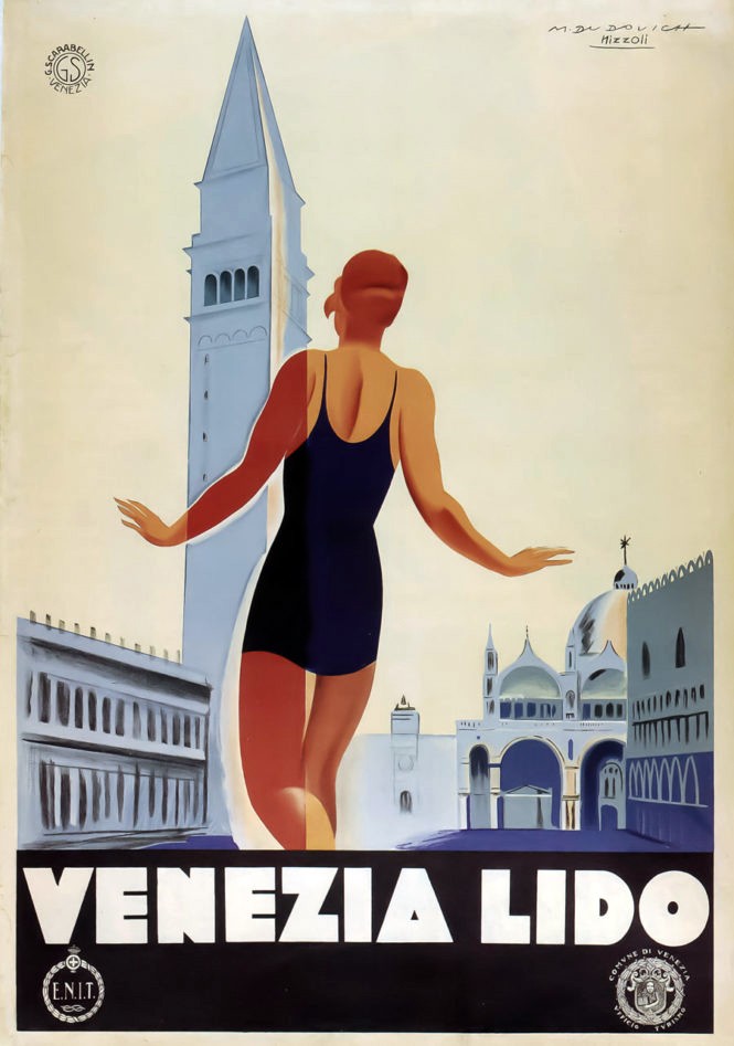 Venezia Lido Vintage Poster c1930s - Marcello Dudovich Art Deco Style 24x36” 🌟