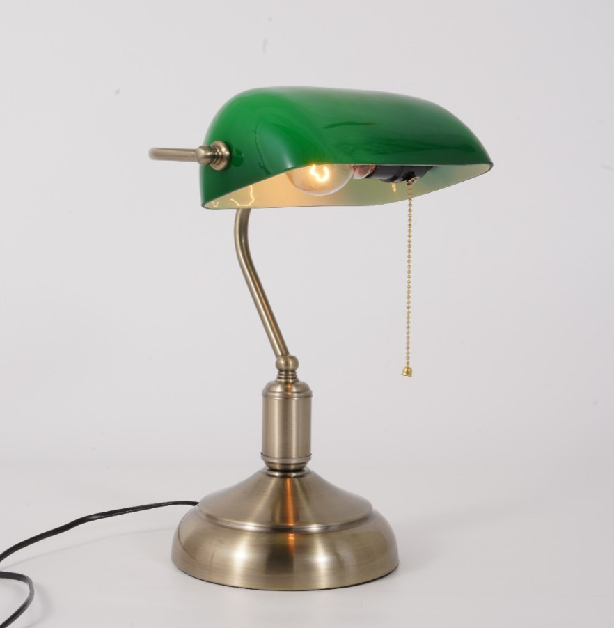 8.9inch Green Retro Bread Table Lamp, Independent Glass Reading/bedside Lamp,New