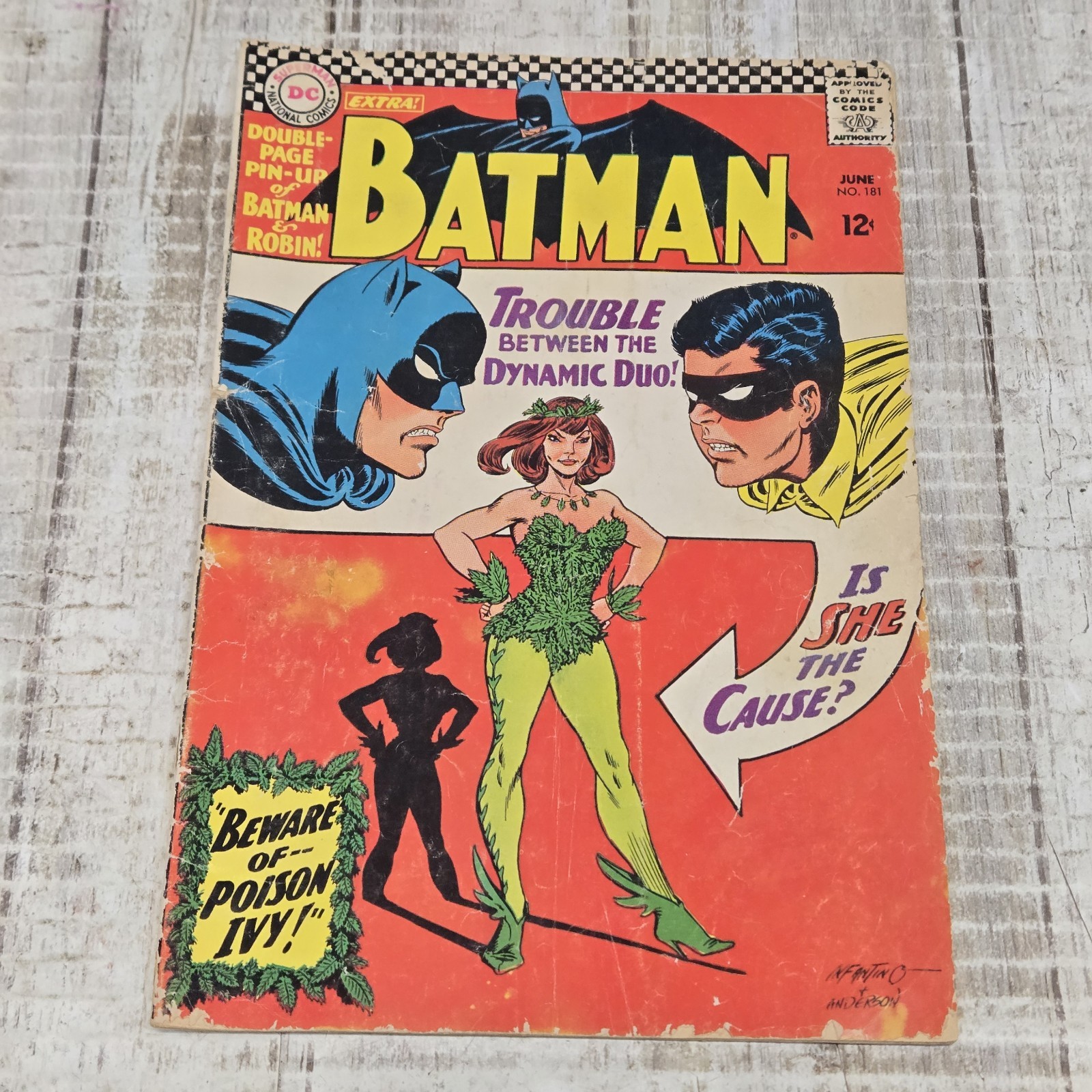 DC Batman #181 Comic Book 1966 First Appearance Poison Ivy W/ Centerfold Pinup 