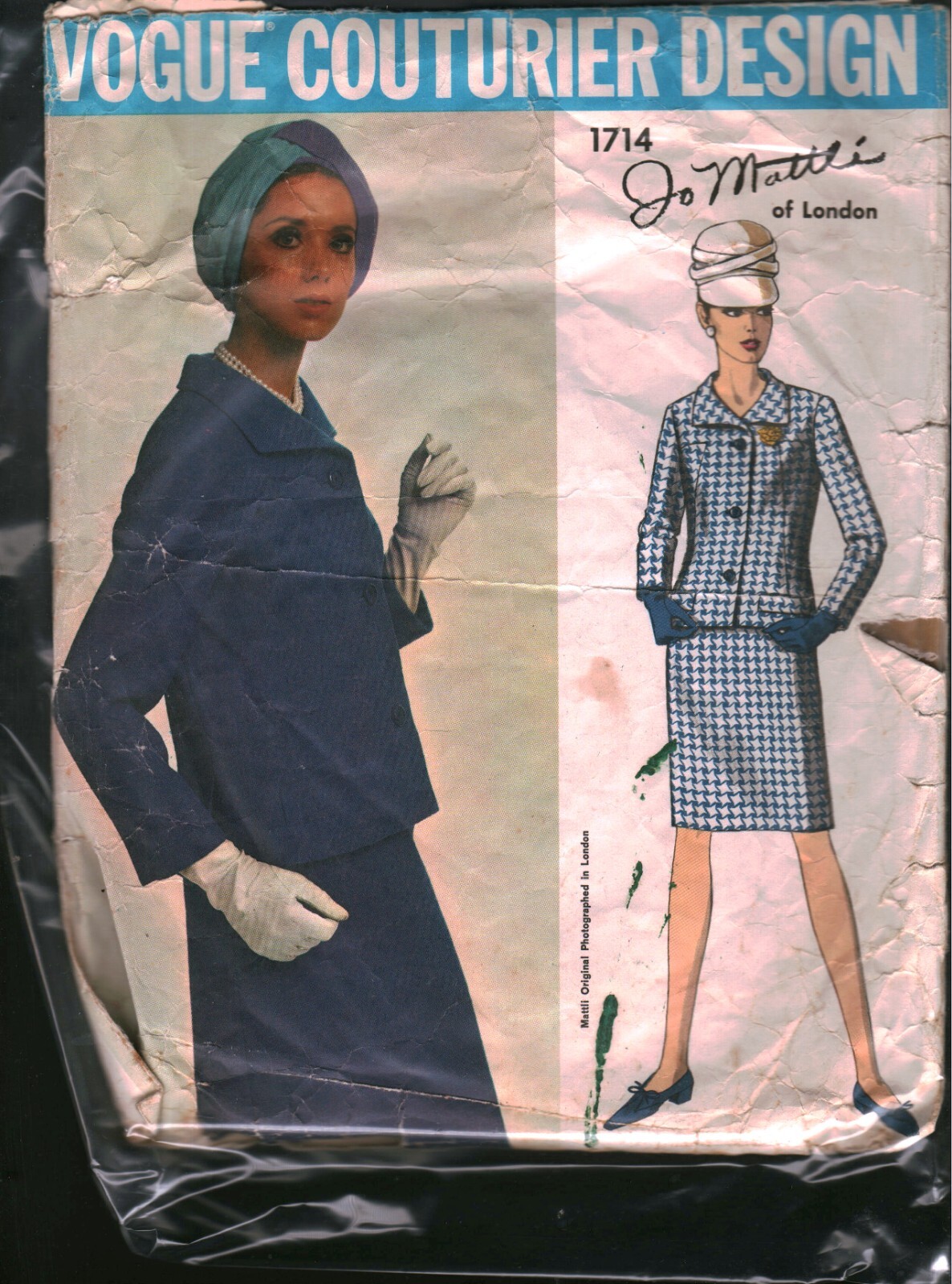 1714 Vintage Vogue Sewing Pattern Misses 1960s Skirt Jacket Suit Jo Mattli OOP