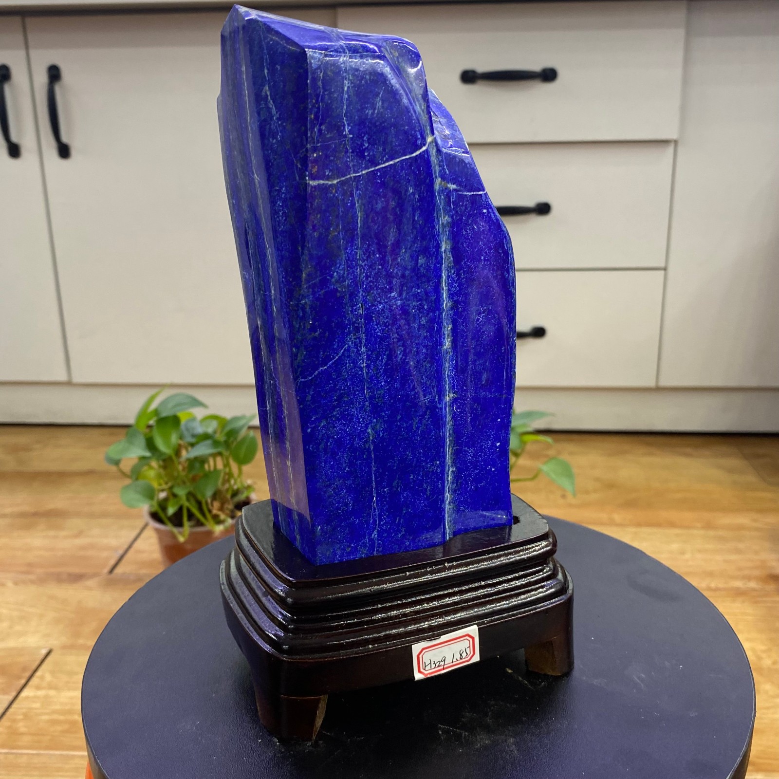 4.03LB TOP Natural Lapis Lazuli jasper quartz crystal Furnishing articles+stand