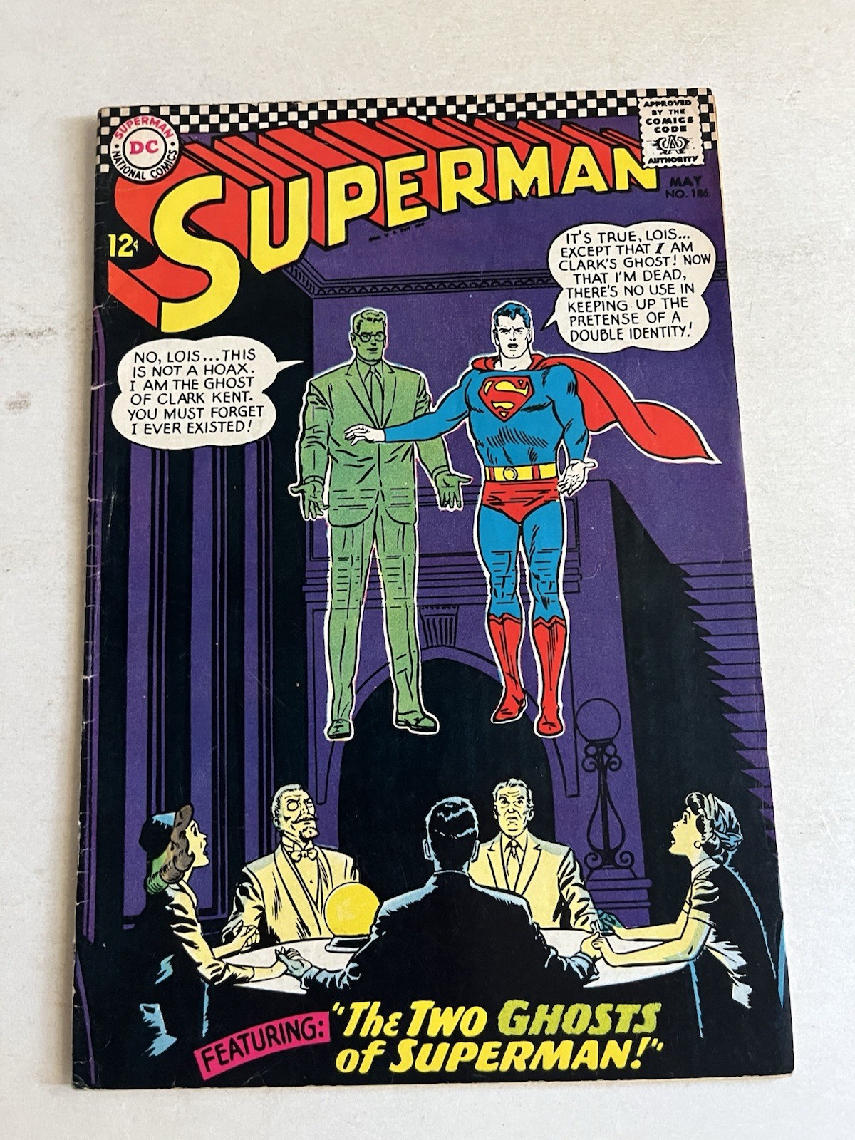 SUPERMAN #186 DC Comics 1966 Silver Age The Two Ghosts of Superman FN- 5.5