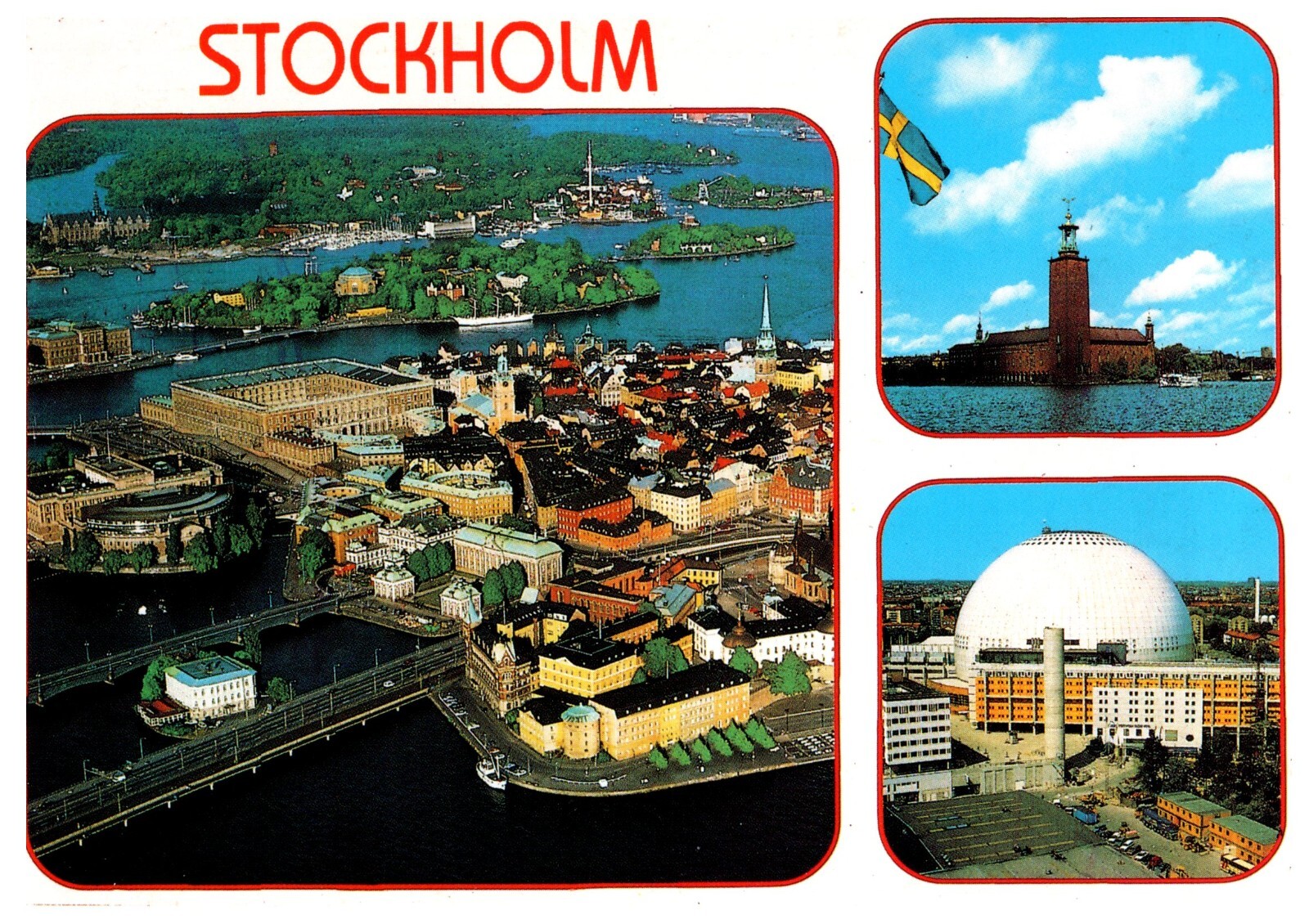 VTG Postcard Stockholm Sweden Aerial Multi-View 