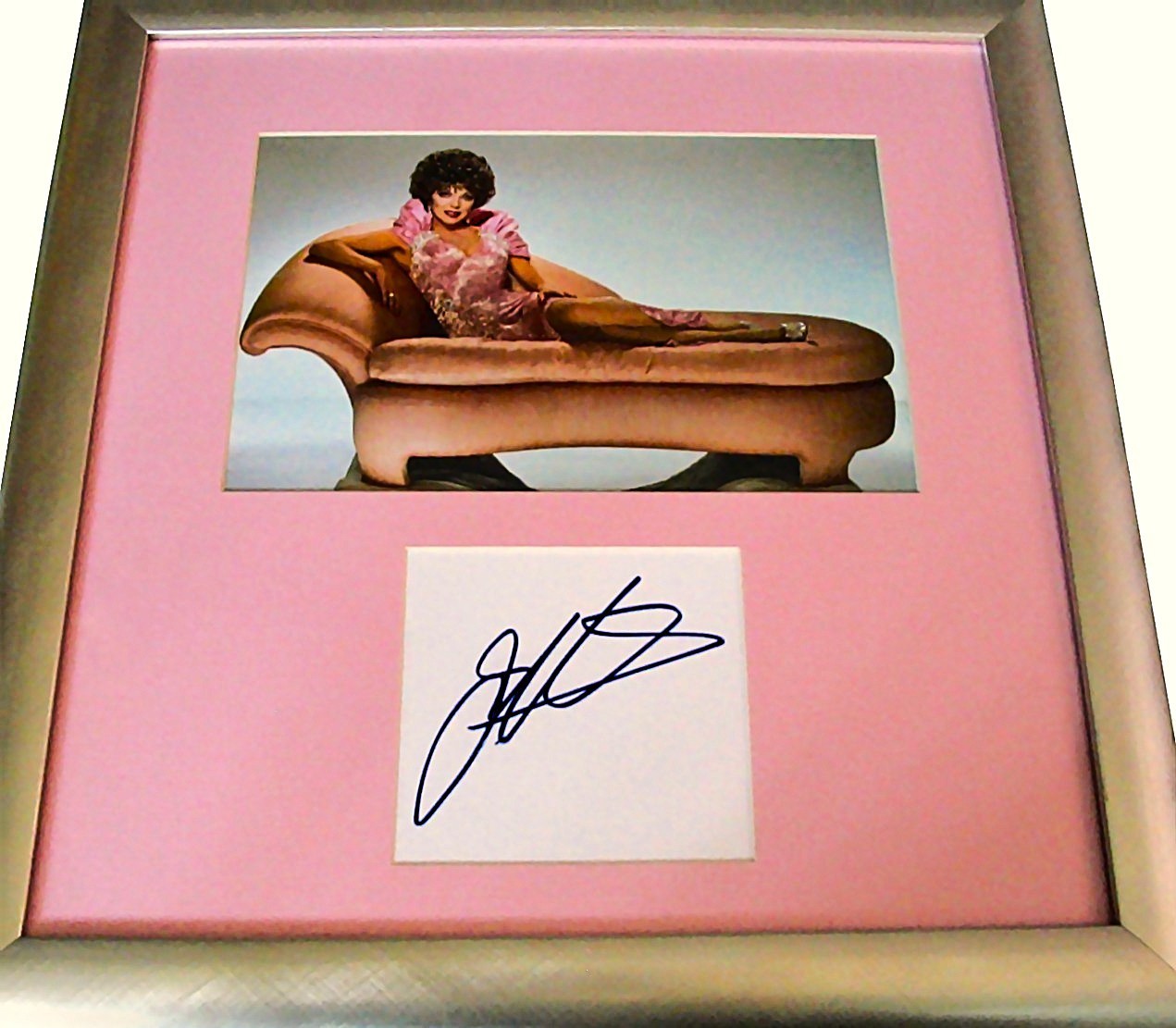 Joan Collins cut signed autograph custom framed with Dynasty 8x10 photo JSA COA