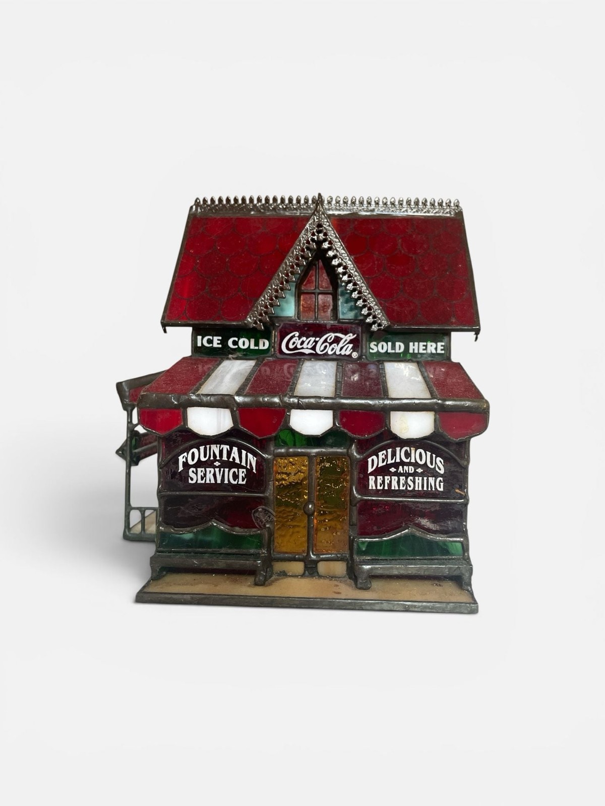 1995 The Franklin Mint Coca-Cola Stained Glass Corner Store