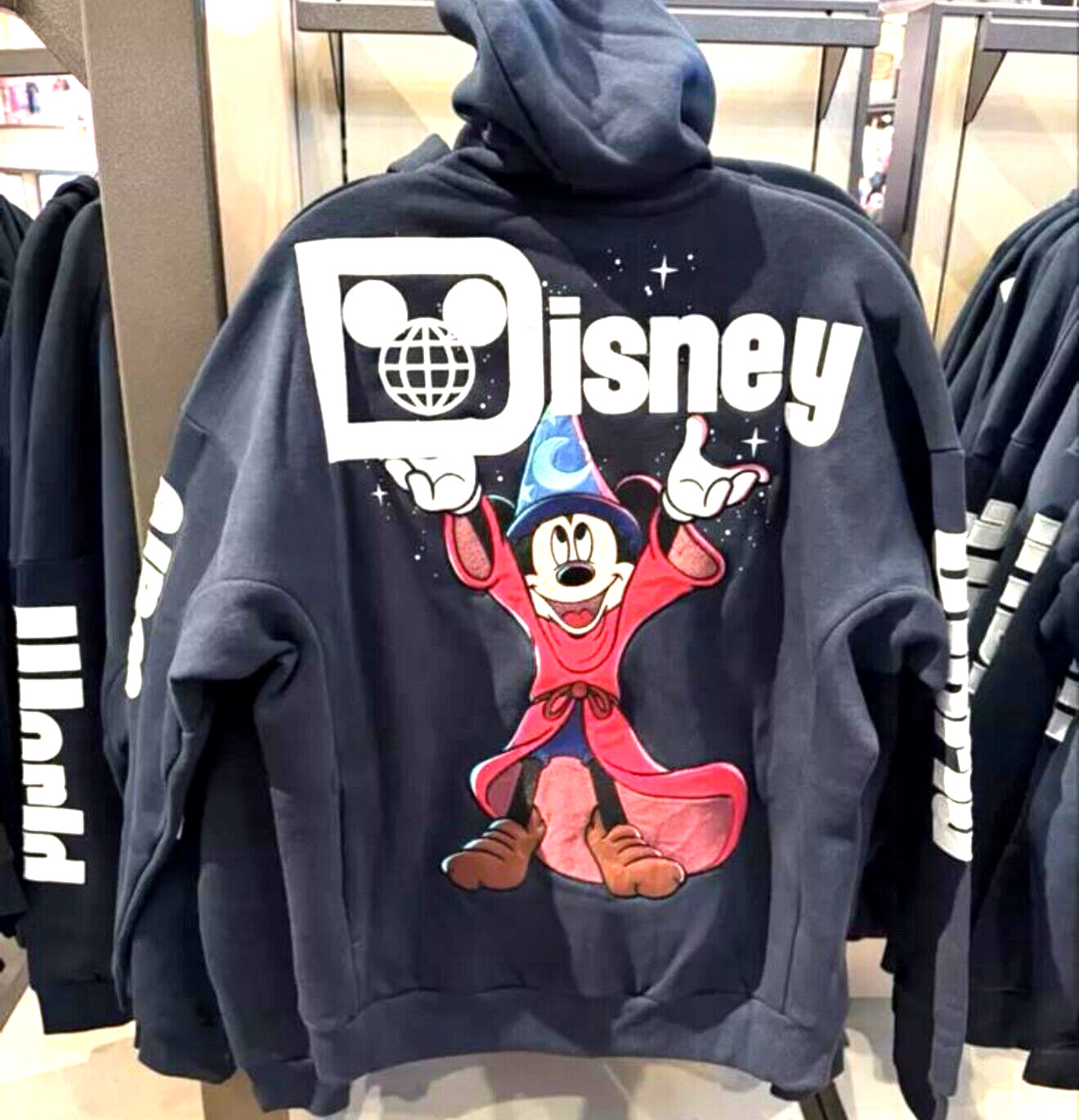 Sorcerer Mickey Zip Hoodie Sweatshirt — Walt Disney World, Navy, Adult XL