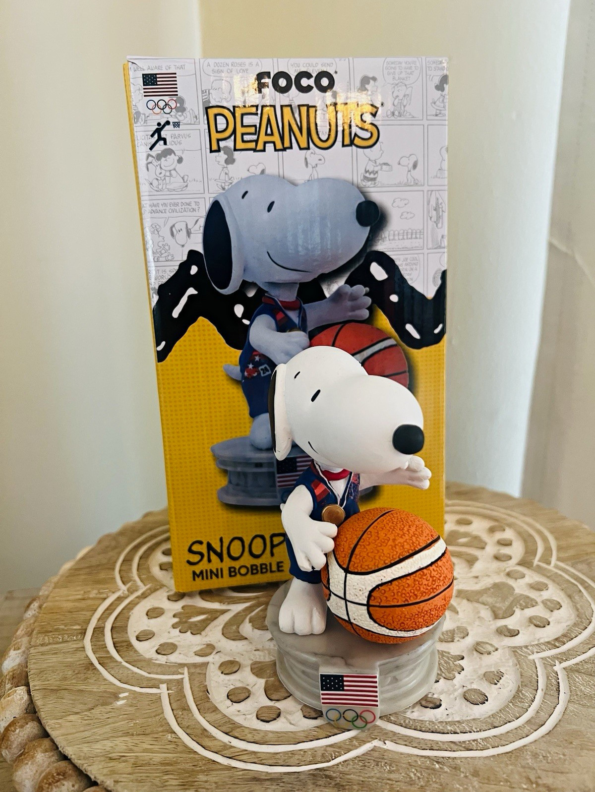 #53 of 150 super rareFOCO Peanuts Snoopy Team USA Basketball Mini Bobblehead LE 