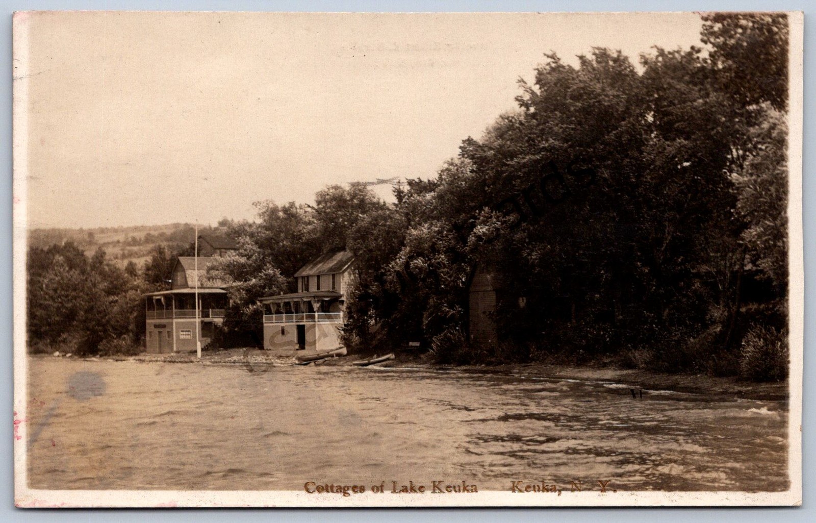 K32/ Lake Keuka New York RPPC Postcard c1910 Cottages Shoreline 1224