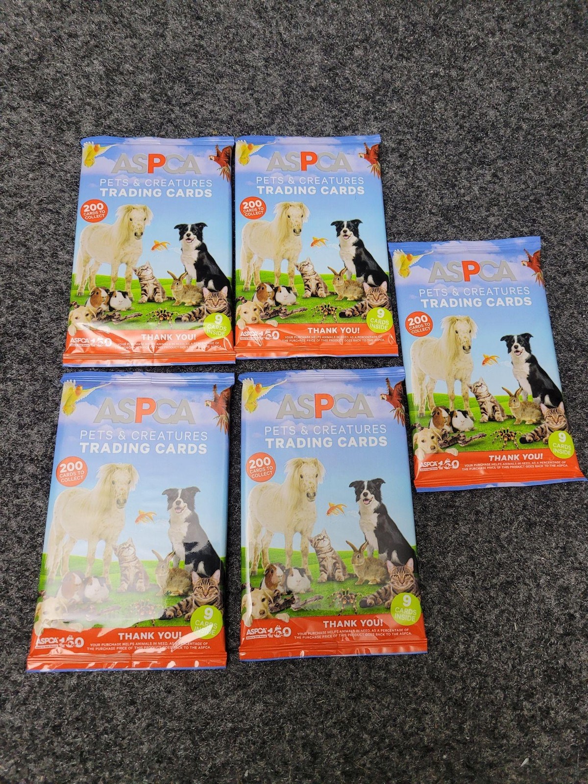 ASPCA Pets & Creatures Trading Cards Lot 5 Packs 9 Cards Inside Non Sport Sealed
