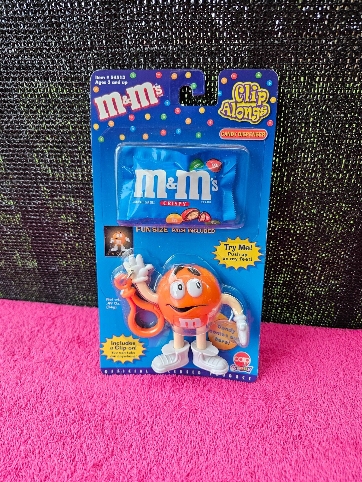 M&M\'s Orange I\'m Crispy Clip Alongs Collectible Candy Dispenser (mms mm\'s m&ms)