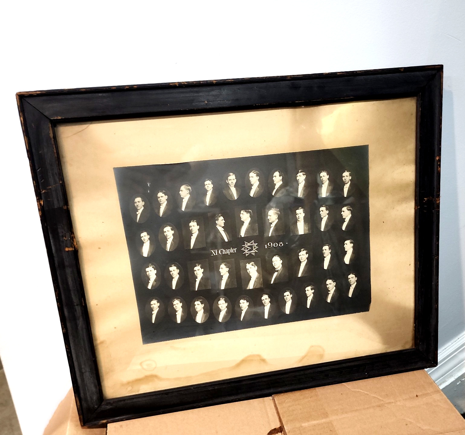 Antique 1908 Fraternity XI Chapter Composite Photo Framed Vintage Greek History