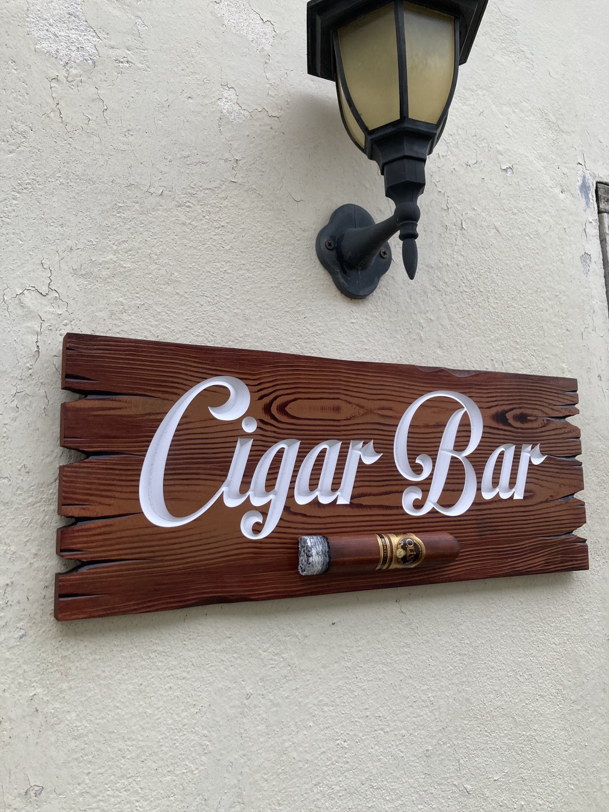 Cigar Lounge Whiskey Bar Bourbon PVC Sign Carved Rustic Tavern Antique Look