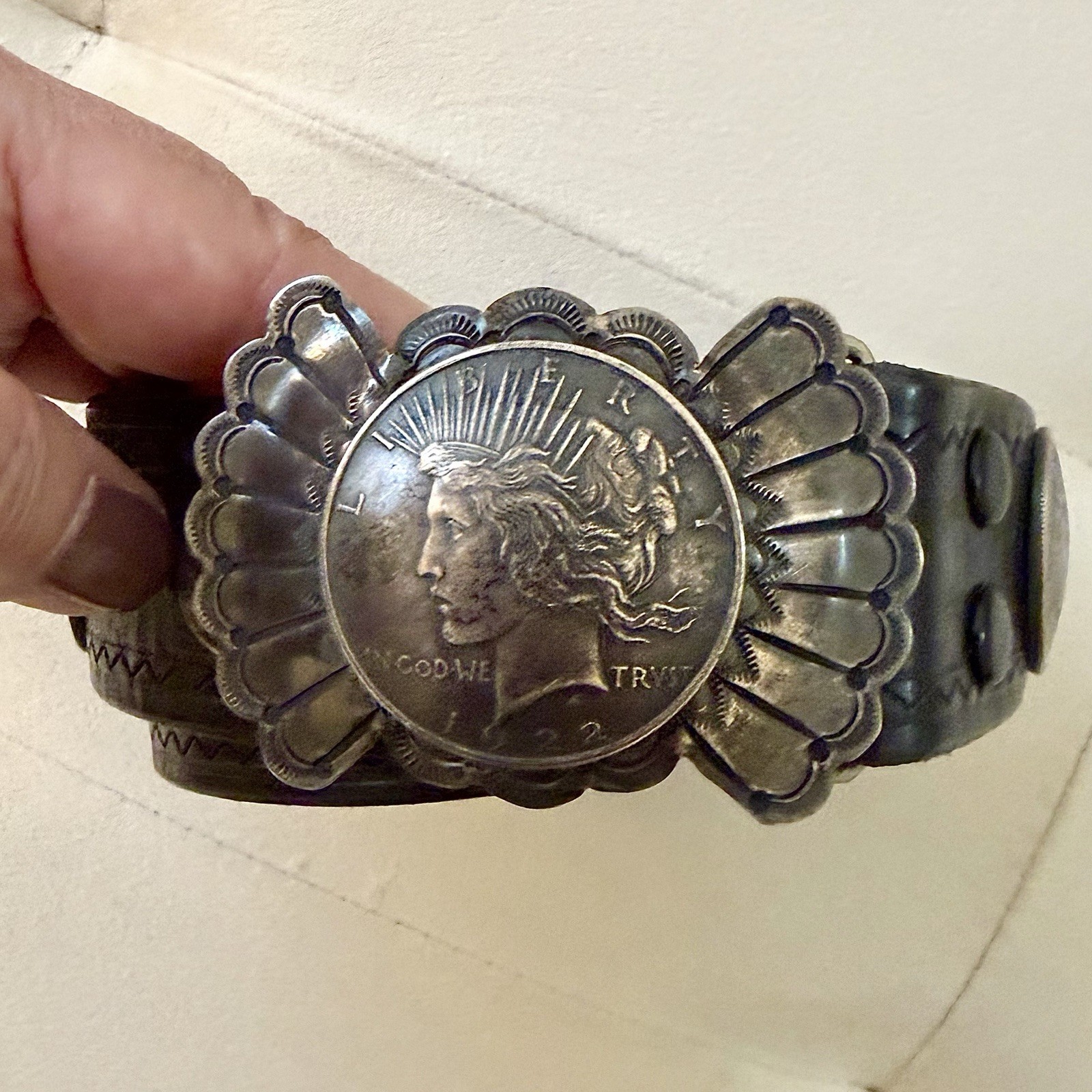 Stunning Buffalo Dancer Taos Silver Dollar Half Dollar & Dime Concho Belt