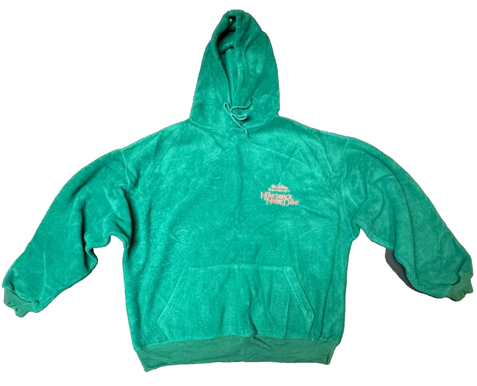 Vintage (1996) DISNEY\'S HUNCHBACK OF NOTRE DAME Hooded Green Fleece Sweatshirt