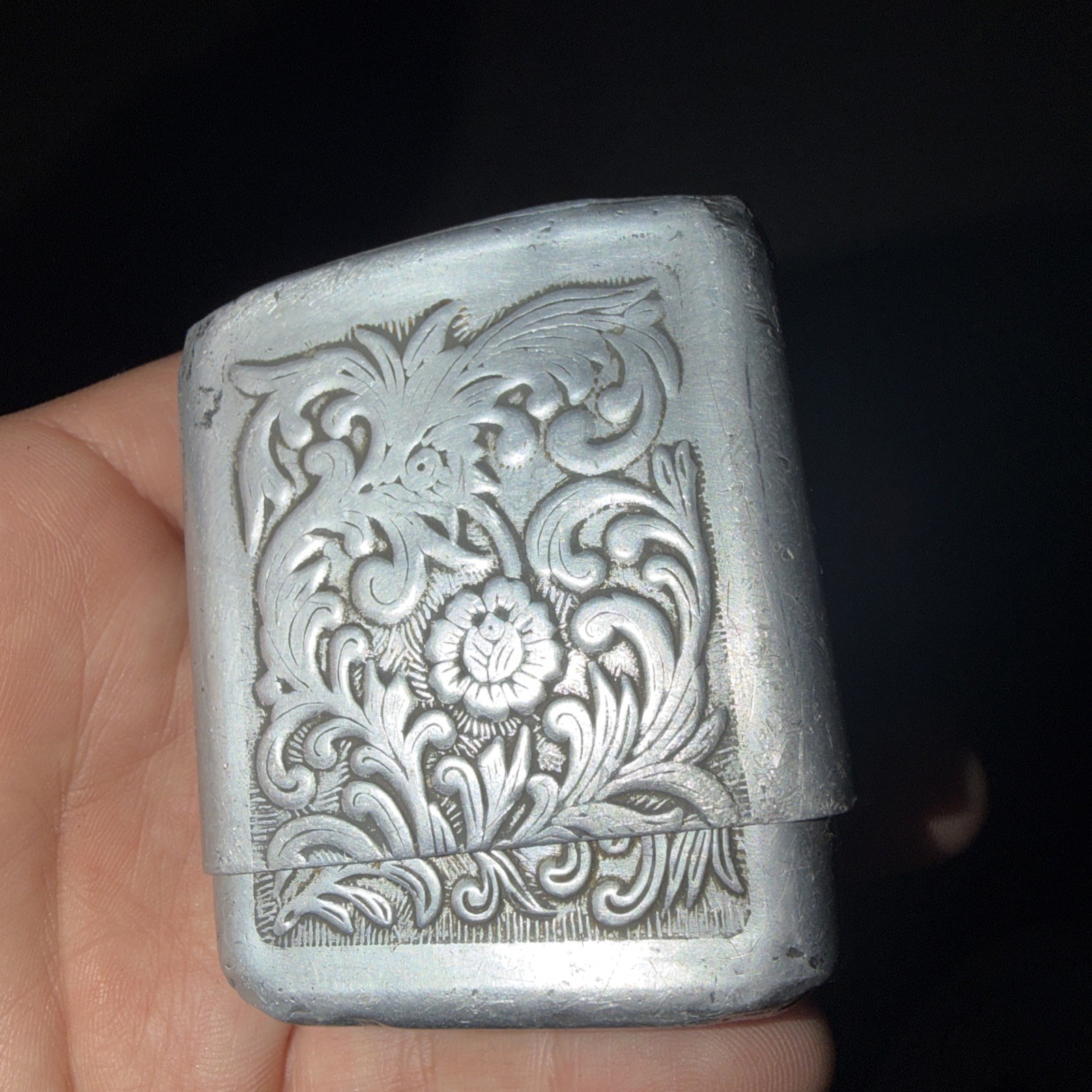 Antique Art Nouveau Pocket Match Safe Vesta Case Cigar Cutter Combination Ornate