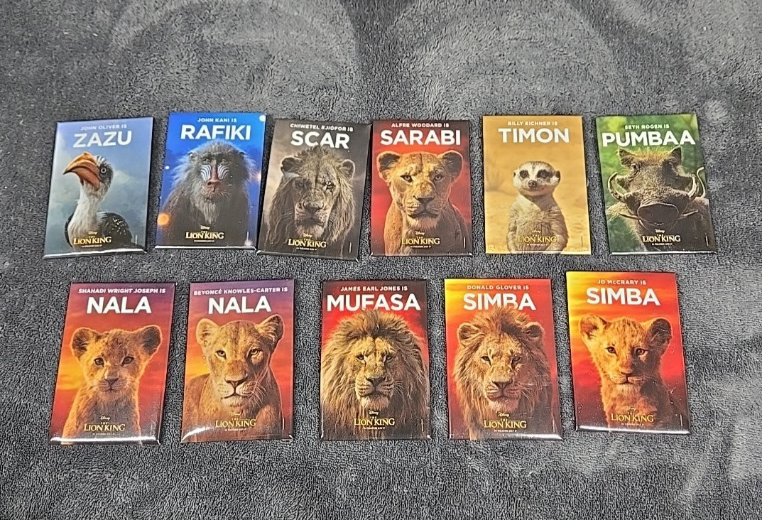 Disney Lion King 2019 Movie Promotion Pins Complete Set of 11 2\